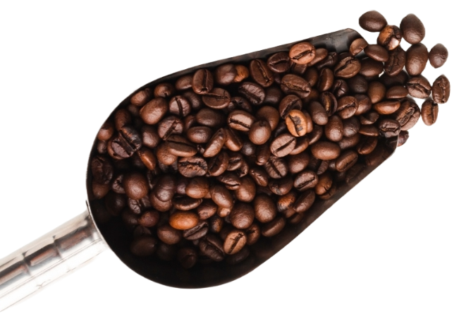 Spoon of coffee beans
